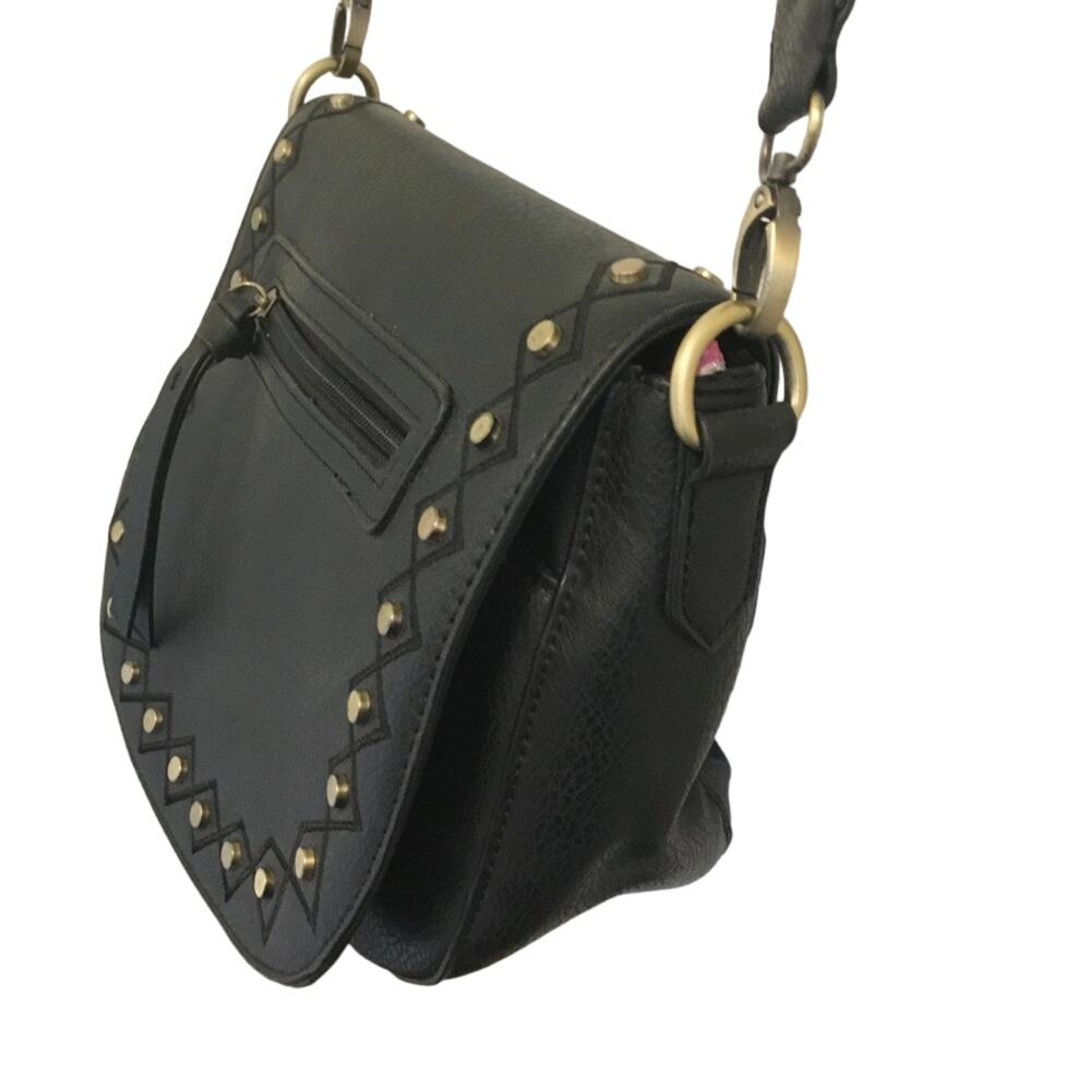GAL Messenger Style Vegan Leather Flap Bag w/ Bronze Studs